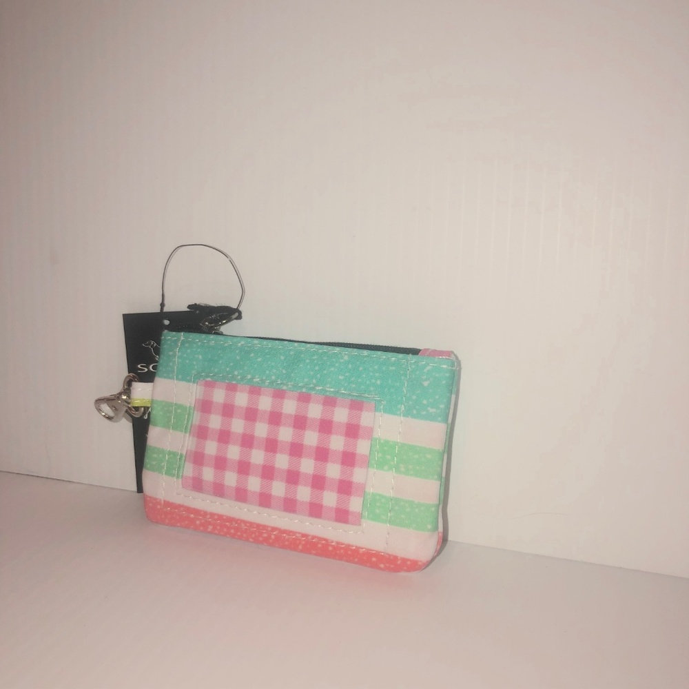 Scout Striped Wallet in Mint, White, and Pink - Picture 5 of 7
